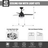 VACZON 42" Black Modern Pull Chain Ceiling Fan with Lights - 3 of 4