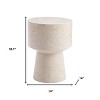 HomeRoots 18" Beige Faux Stone Round Pedestal End Table - 3 of 4