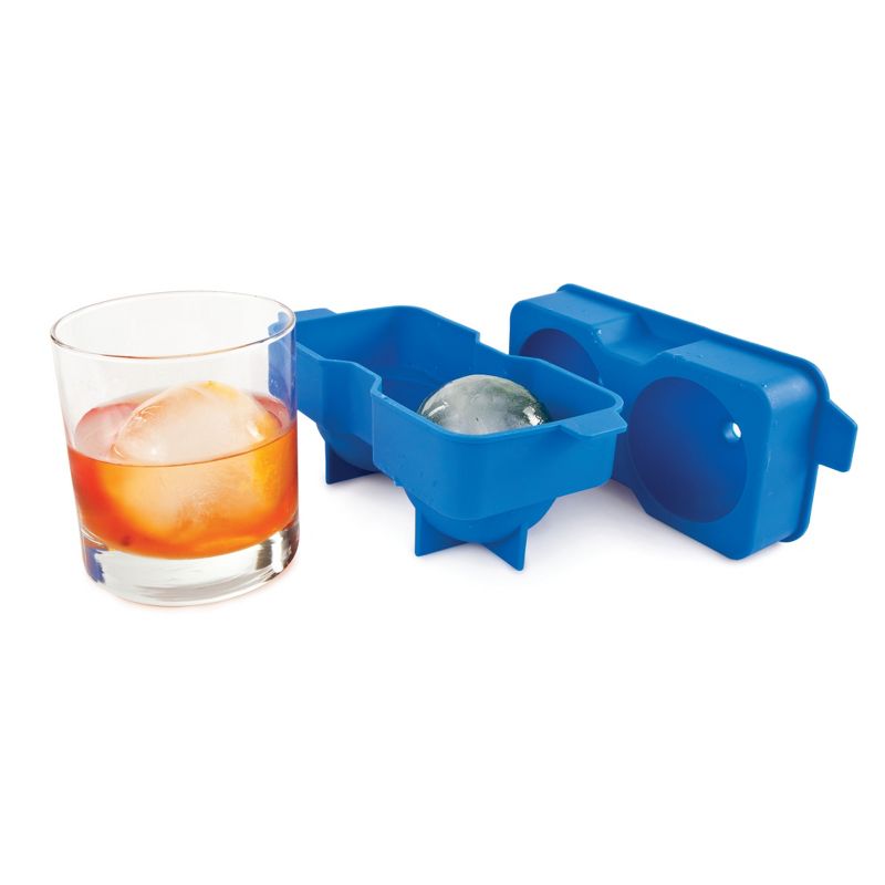 True Neptune Sphere Ice Cube Mold - Food-Safe Silicone Large Craft Ice Ball Maker Mold for Cocktails - 2.25 Inch Ice Spheres, Blue, 2-Piece Set of 1, 3 of 10