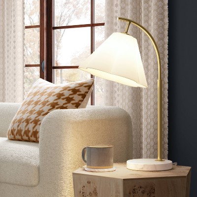 Scalloped Shade Table Lamp with Marble Base White - Threshold™