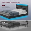 VASAGLE Queen Size Floating Bed Frame with LED Lights, Queen Bed Frame with Charging Station, Tufted Storage Headboard, Upholstered Platform Bed Frame, No Box Spring Needed - image 4 of 4