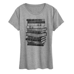 Women's - Instant Message - Stacked Books Short Sleeve Graphic T-Shirt - 1 of 4