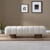 Velvet Upholstered Dining Bench,Mid-Century End of Bed Entryway Bench with Wooden Legs For Dining Room or Bedroom Ottoman-Coolbibila - 2 of 4