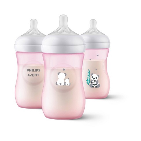 Philips Avent Baby Bottle Natural Nipple - Pink Panda Design 9oz/3ct : Target