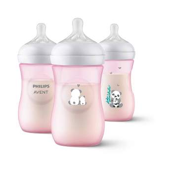 Philips Avent Natural Baby Bottle with Natural Response Nipple - Pink Panda Design - 9oz/3ct