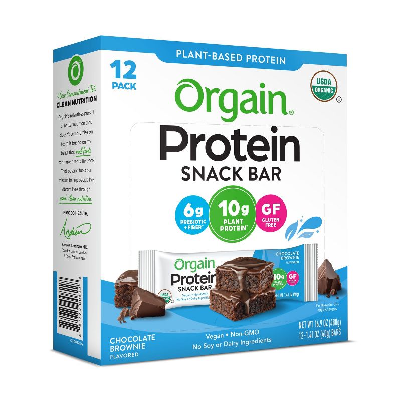 Orgain Organic Protein Snack Bar - Chocolate Brownie - 12pk, 4 of 11