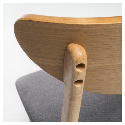 Set of 2 Dark Gray and Natural Oak Counter Height Barstools