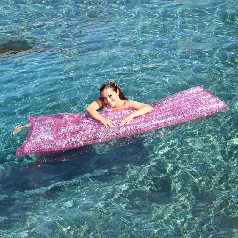 Northlight 67" Inflatable Pink Glitter Swimming Pool Lounge, 2 of 3