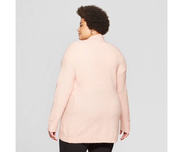 Women's Plus Size Long Sleeve Open Layering Cardigan - Ava & Viv&#153; Blush 3X