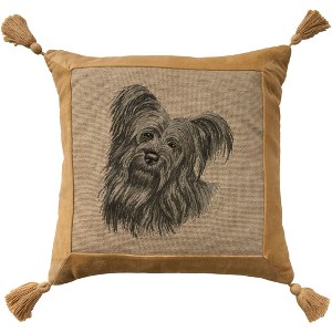 Mina Victory Vintage Shih Tzu 20" x 20" Beige Indoor Throw Pillow - 1 of 4