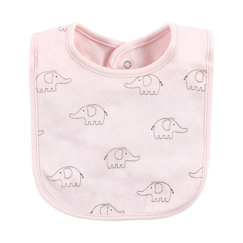 Hudson Baby Infant Girls Cotton Bibs, Pink Gray Elephant, One Size, 5 of 8