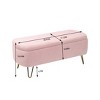 MAYEERTY Faux Fur Storage Ottoman Bench, Gold Legs Padded, Living Room Bedroom Entryway, Camel - 3 of 4