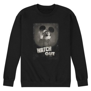 Men's - Disney - Mickey Mouse Halloween Watch Out Graphic Fleece Sweatshirt - 1 of 4