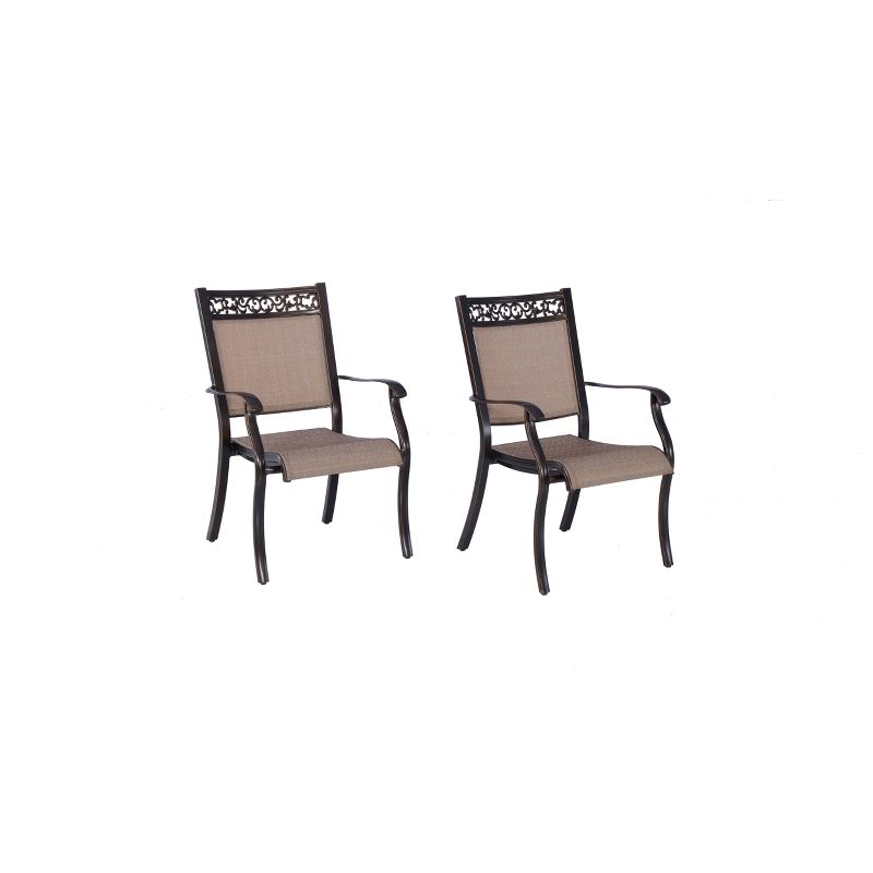 4pk Outdoor Sling &#38; Aluminum Frame Dining Chairs - Tan/Bronze - WELLFOR, 6 of 13