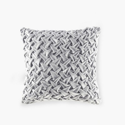 SEVOBAL Bed Pillows Luxury Velvet Square Decor Pillow Set with Goose Feather Insert for Bedroom, Living Room Rest, Sleep, Silver, 17.32"*17.32"*3.94"