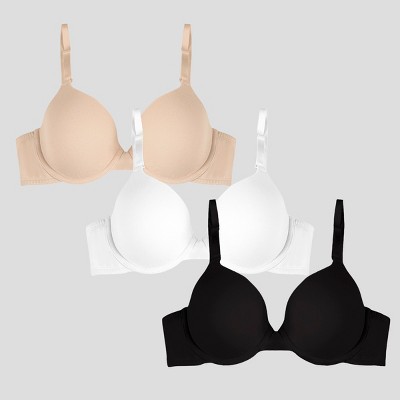 Fruit Of The Loom Full Figure T-shirt Bra, 3-pack Black Hue/sand/white 34dd  : Target