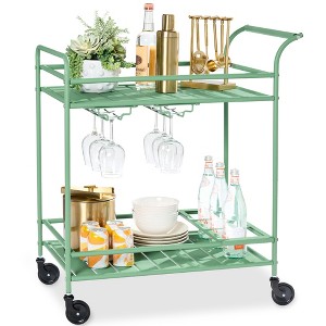 Best Choice Products 2-Tier Rolling Bar Cart Indoor/Outdoor w/ Storage Shelves, Wine Rack, Lockable Wheels - 1 of 4