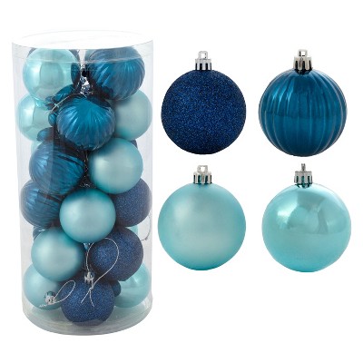 Sunnydaze Indoor Christmas Holiday Tree Shatterproof Merry Medley Ball Ornaments with Hooks - 24pc
