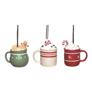 Transpac Resin Retro Hot Cocoa Ornament Set of 3 Christmas Home Decorations - 1 of 1