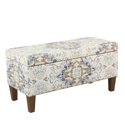 Modern Ebony and Cream 36" Upholstered Storage Bench