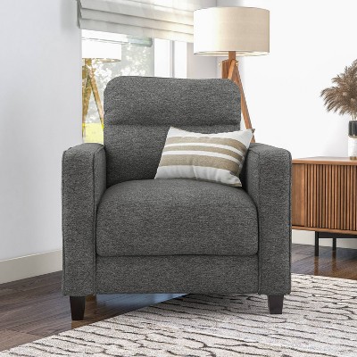 Gray Handcrafted Wood Frame Accent Chair with Plush Cushions