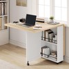TROPOW Space Saving Folding Dining Table with Storage - Kitchen Table with 6 Wheels, Drawer & Shelves, Compact Dining Table for Small Spaces - 2 of 3