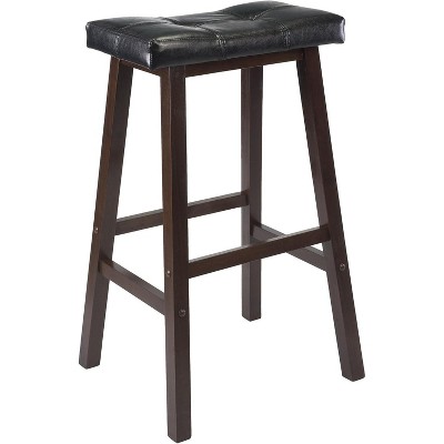 Winsome  Mona Cushion Saddle Seat Bar Stool Black & Walnut