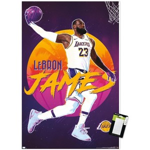 Trends International NBA Los Angeles Lakers - LeBron James 20 Unframed Wall Poster Print White Mounts Bundle 14.725" x 22.375" - 1 of 4