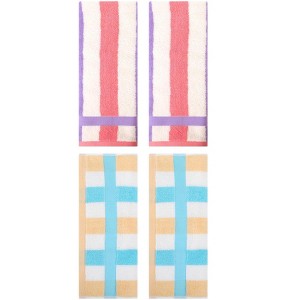 REGALWOVEN Striped Absorbent Soft Cotton Hand Towels for Bathroom 4 Pack - 1 of 4
