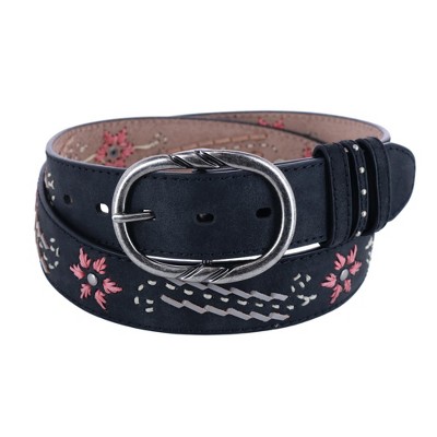 1 1/2 (37 mm) Women's Oval Braided Woven Leather Belt 