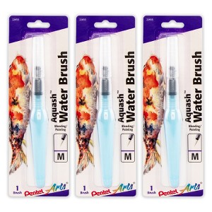 Pentel Arts Aquash Water Brush, Fine Point, Medium, Peggable Carded, Pack of 3 - 1 of 3