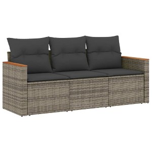 vidaXL Garden Sofa Set Grey PE rattan, powder-coated steel, polyester - 1 of 4