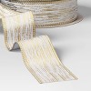 30' Christmas Fabric Ribbon White Satin Gold Stripes - Wondershop™ - 3 of 3