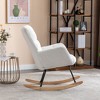 Teddy Fabric Rocking Gilder Nursery Chair For Living Room Indoor,Ivory - 4 of 4