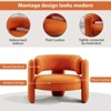 Bestier Modern Orange Velvet Accent Chair with Soft Cushion Stylish Club Adults Round Armchair Orange - 4 of 4