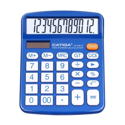 CATIGA 12-Digit Desktop Calculator, Large LCD, Sensitive Buttons, Dual Solar Power, Standard Function for Office, Home, School, CD-2786