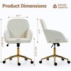 Bosmiller Velvet Home Office Chair, Gold Base and Wheels, Modern Makeup Vanity Chair, Height Adjustable Swivel Desk Chair, Living Room Bedroom, Beige - 2 of 4