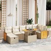 vidaXL 8 Piece Patio Sofa Set with Cushions Beige and Cream Poly Rattan - Without Storage - 2 of 4