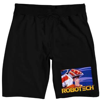 Robotech Rick Hunter Logo Men's Black Sleep Pajama Shorts