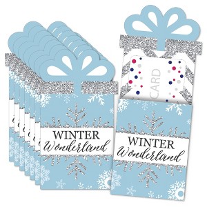 Big Dot of Happiness Winter Wonderland - Snowflake Holiday Party and Winter Wedding Money and Gift Card Sleeves - Nifty Gifty Card Holders - Set of 8 - 1 of 4