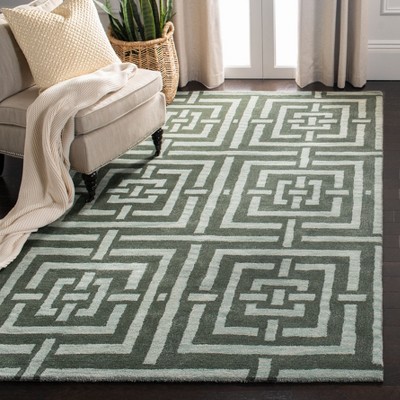 Sage Green Hand-Tufted Wool and Cotton Rectangular Rug 4' x 6'