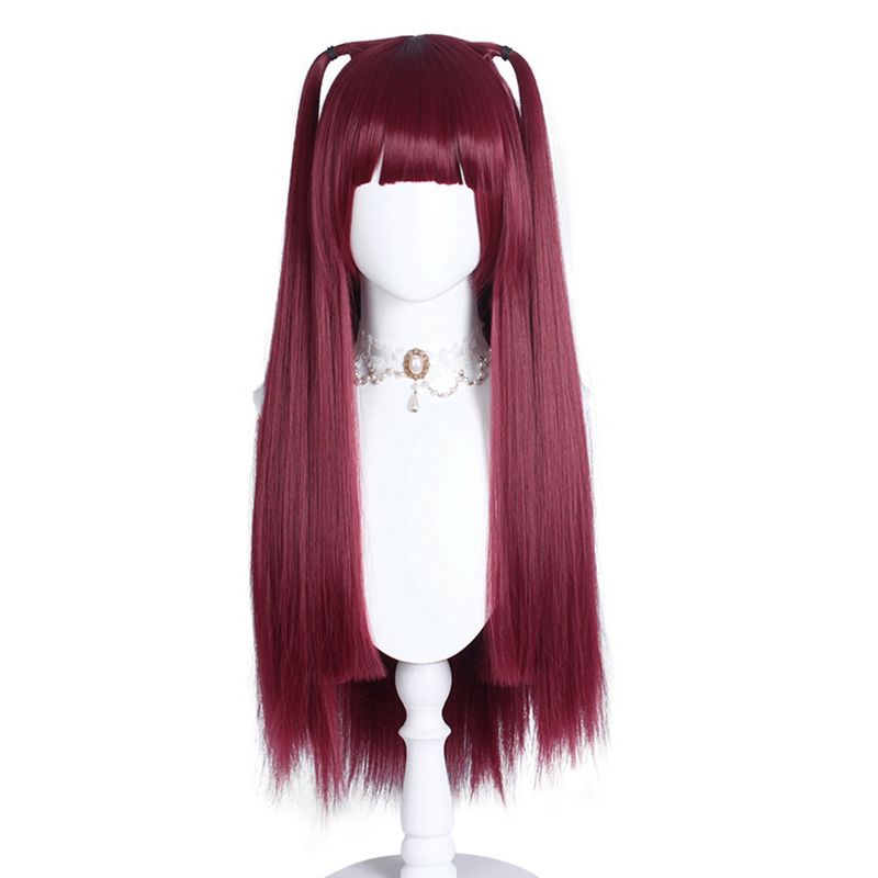 Unique Bargains Women's Wigs 30" Pink with Wig Cap Straight Hair, 1 of 7