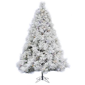 Perfect Holiday 5' Prelit Atka Pine Flocked 500 Tip Christmas Tree Dia 41" with Metal Stand - Multi - 1 of 1