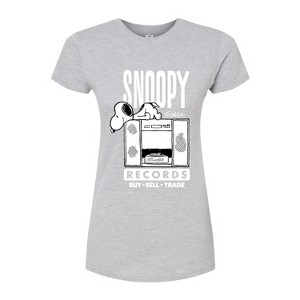 Women's - Peanuts - Snoopy Records Juniors Fitted Graphic T-Shirt - 1 of 4