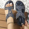 Clotth Women's Floral Flat Sandals - Elastic Strap for Summer Beach, Sparkling Jeweled Bohemian Flats,Sandals with Non Slip Shoes - 2 of 4