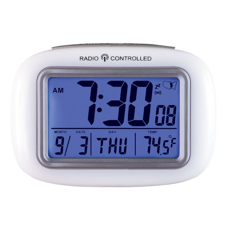 Collections Etc Cordless Atomic Digital Alarm Clock 5.25 X 2.25 X 3.75 White, 1 of 3