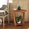 JIONJOY Farmhouse End Table with Lower Shelf   - Rustic Round Side Table for Living Room - 4 of 4