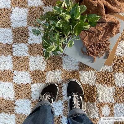 Hauteloom Kieu Black & White Checkered Shag Rug