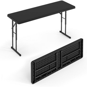 VINGLI 4 FT Narrow Folding Table,Premium Quality HDPE Material and Sturdy Metal Frame, Perfect for Party,Home Work, Black - 1 of 4