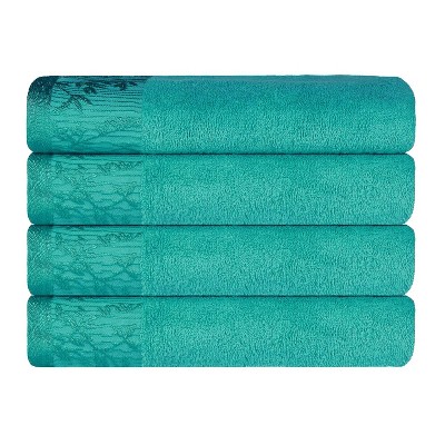 Charming Floral Accent Cotton Towel Set by Blue Nile Mills